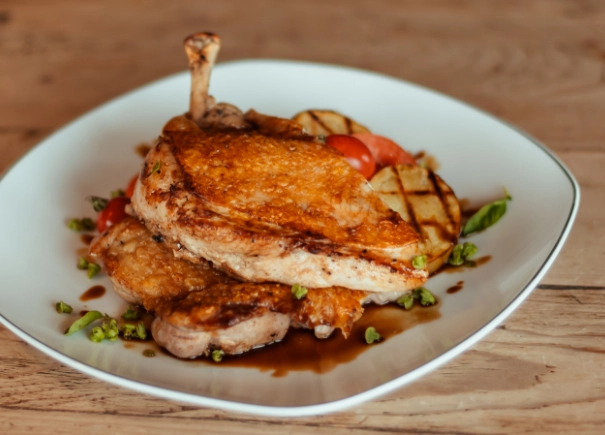 Signature gourmet dish prepared by the Executive Chef at Limestone Bay Estate